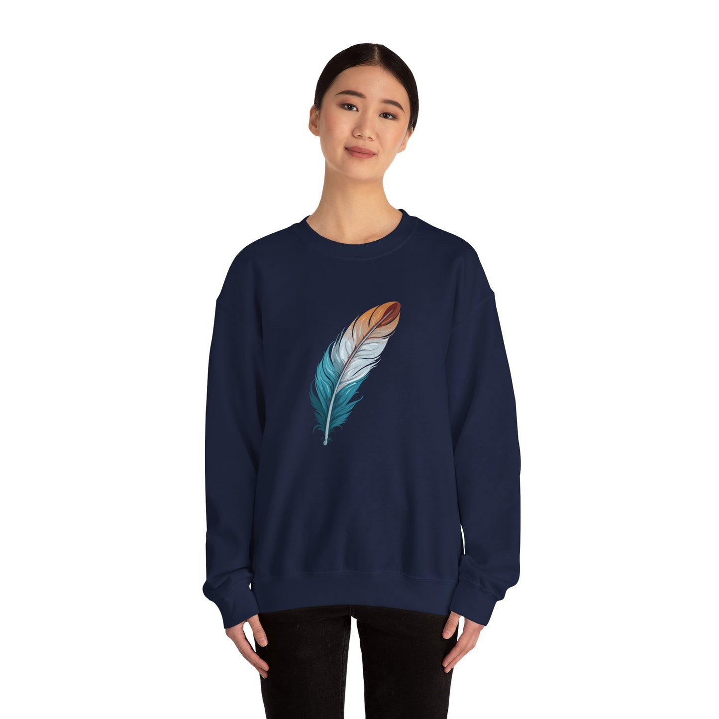 Blue and White Feather Sweatshirt