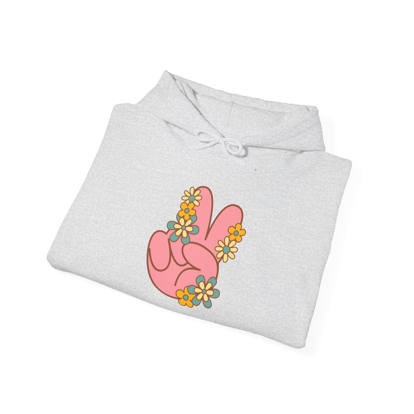 Peace Hand Sign with Flowers Hoodie