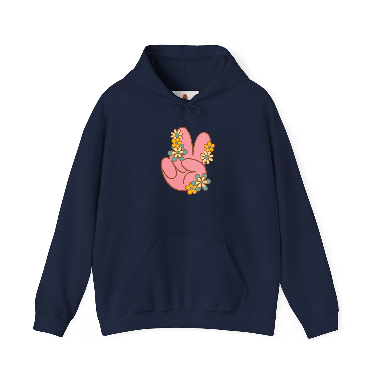 Peace Hand Sign with Flowers Hoodie