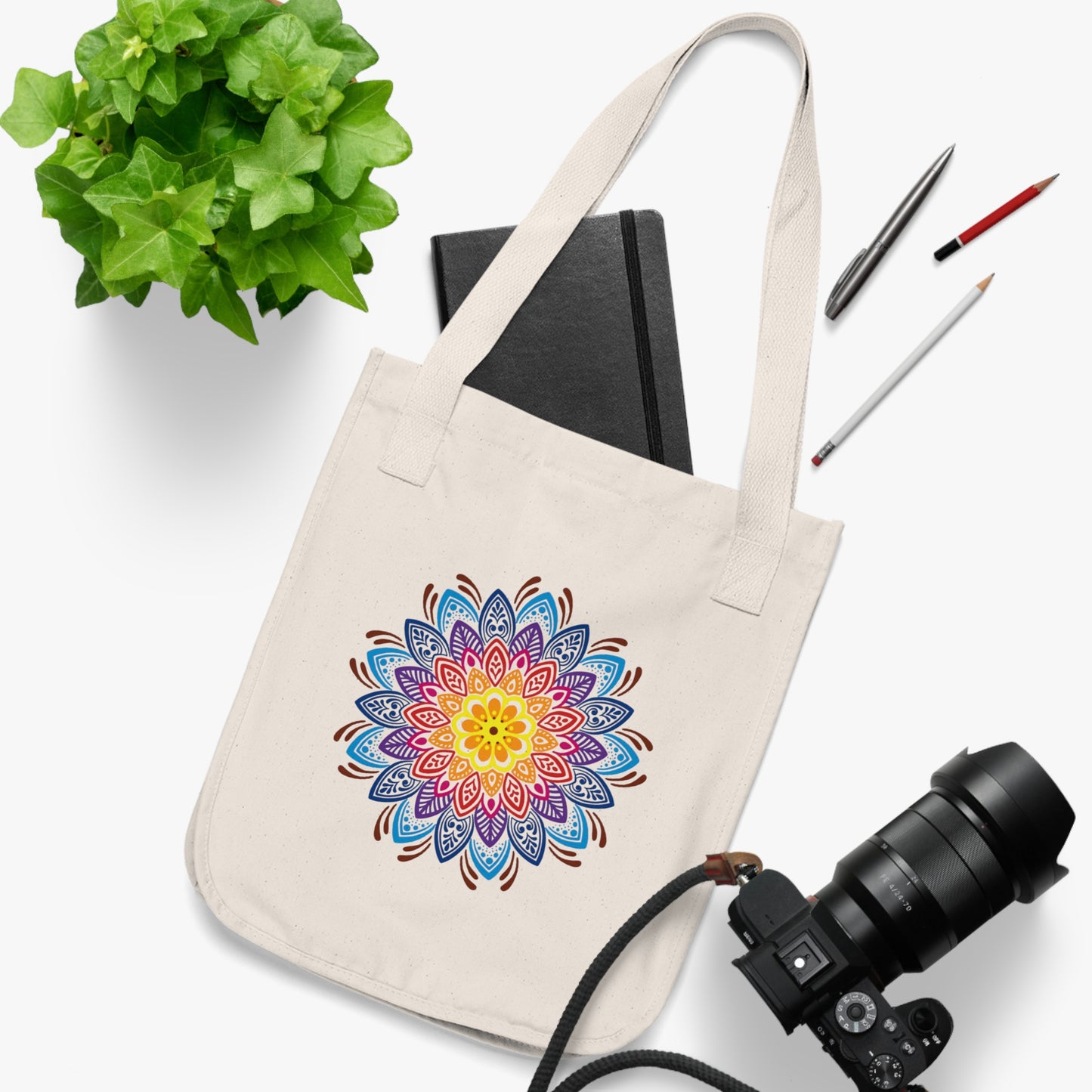 Mandala Pattern Organic Canvas Tote Bag