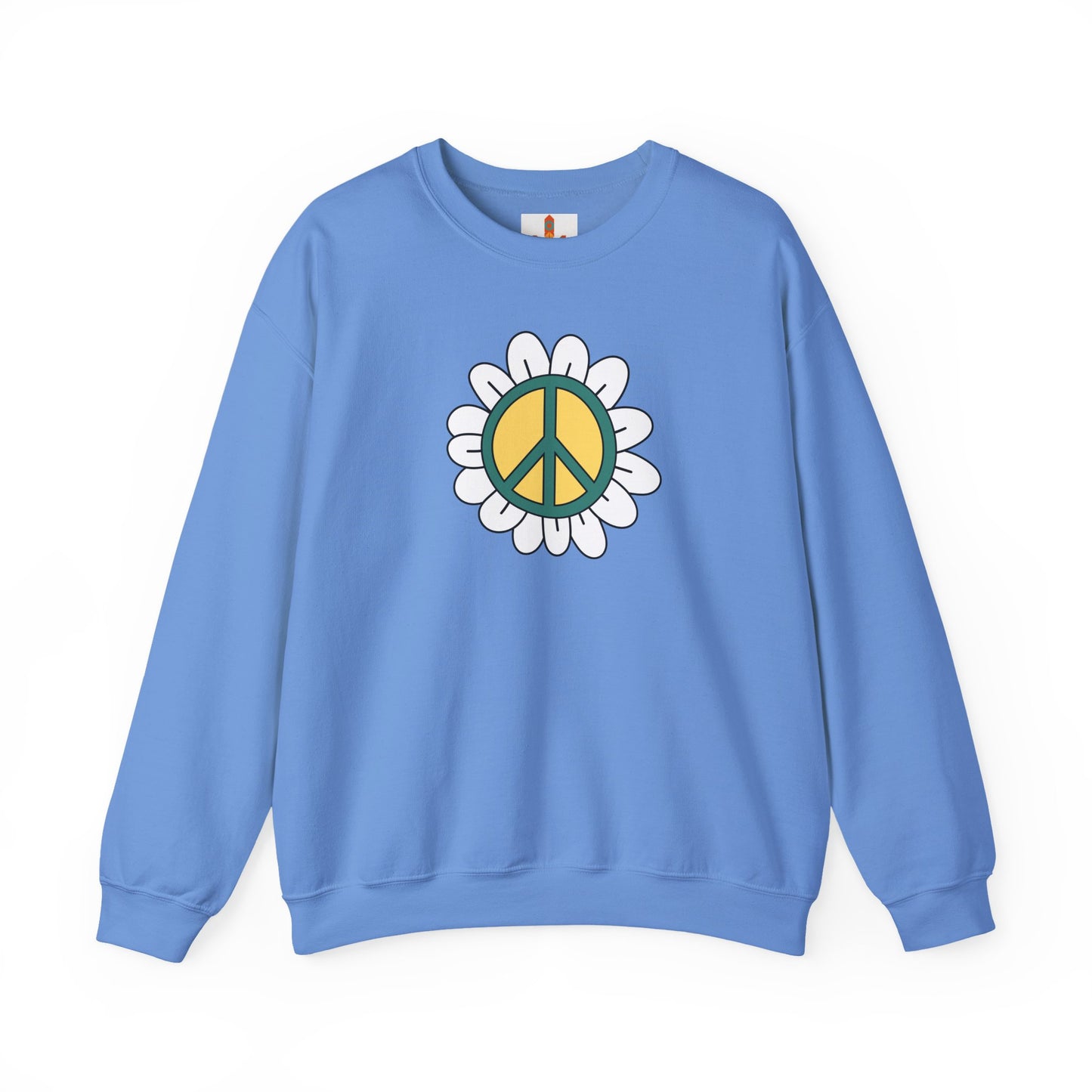 Peace Sign in White Flower Sweatshirt