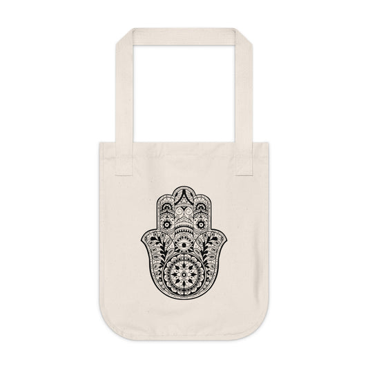 Beautiful Fatima Hamsa Hand Organic Canvas Tote Bag