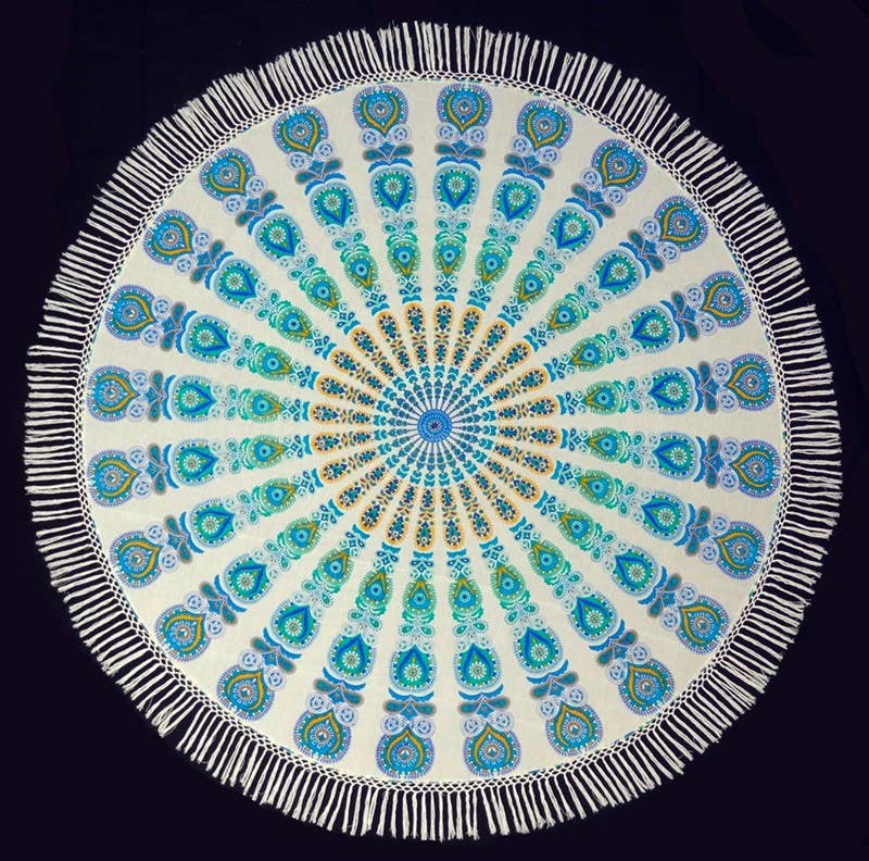 Boho Mandala Tapestry – Round Cotton Wall Hanging & Beach Blanket