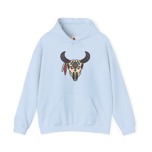 Buffalo Skull with Native Patterns Hoodie