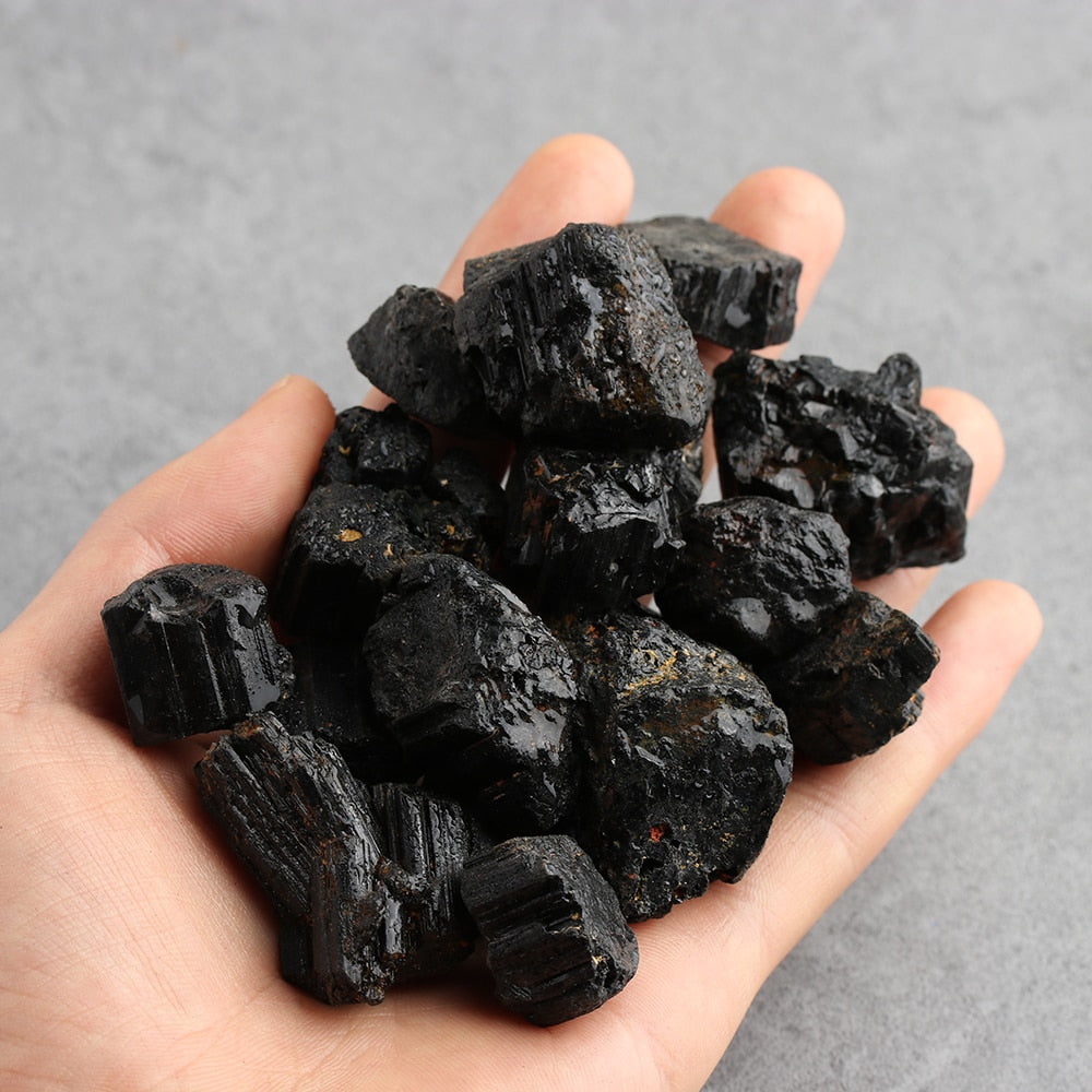 Natural Black Tourmaline Crystal Gemstones - 50g Pack