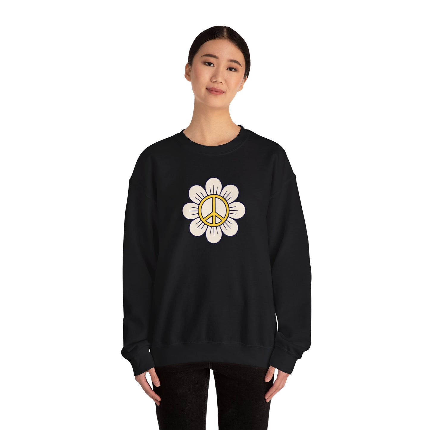 Yellow Peace Sign in a Flower Sweatshirt