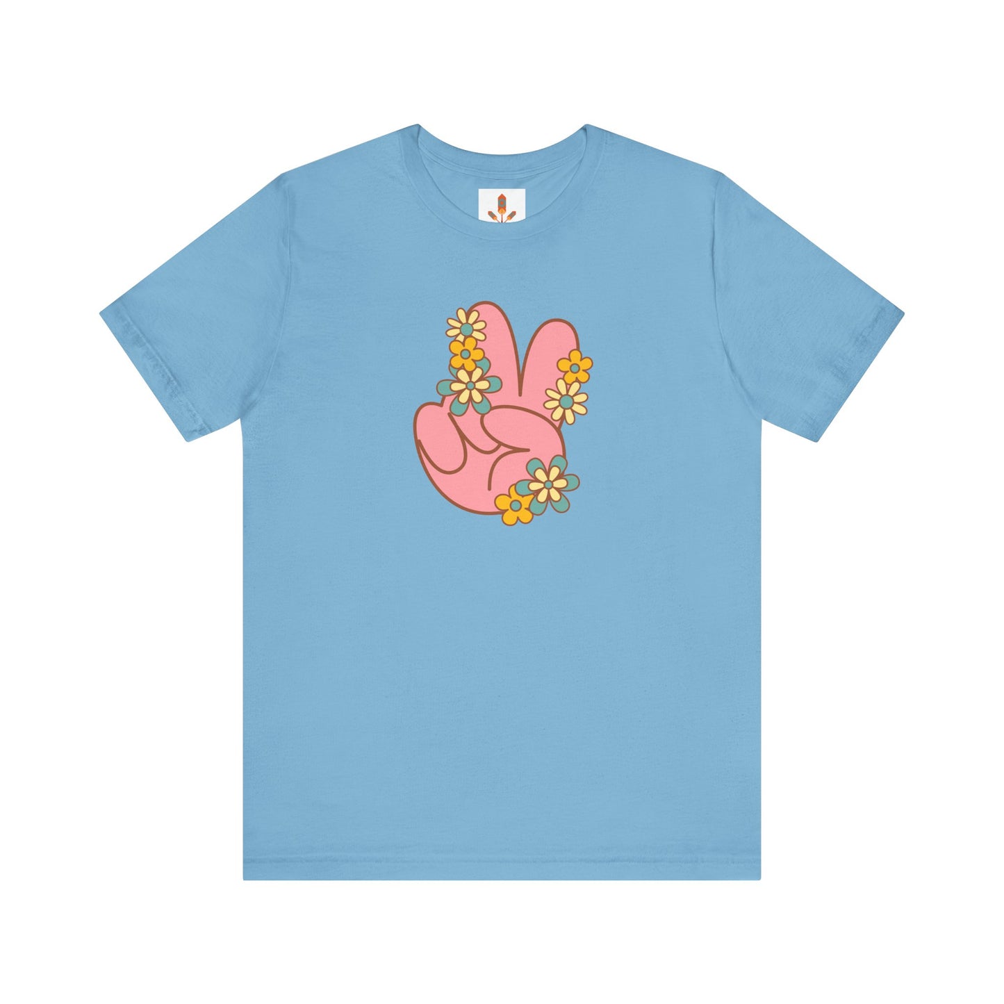 Peace Hand Sign with Flowers T-shirt