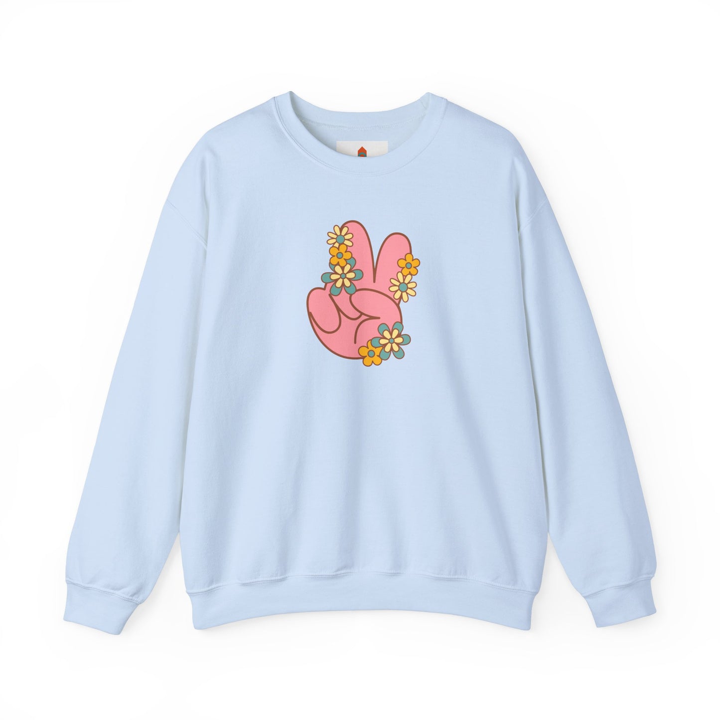 Peace Hand Sign with Flowers Sweatshirt