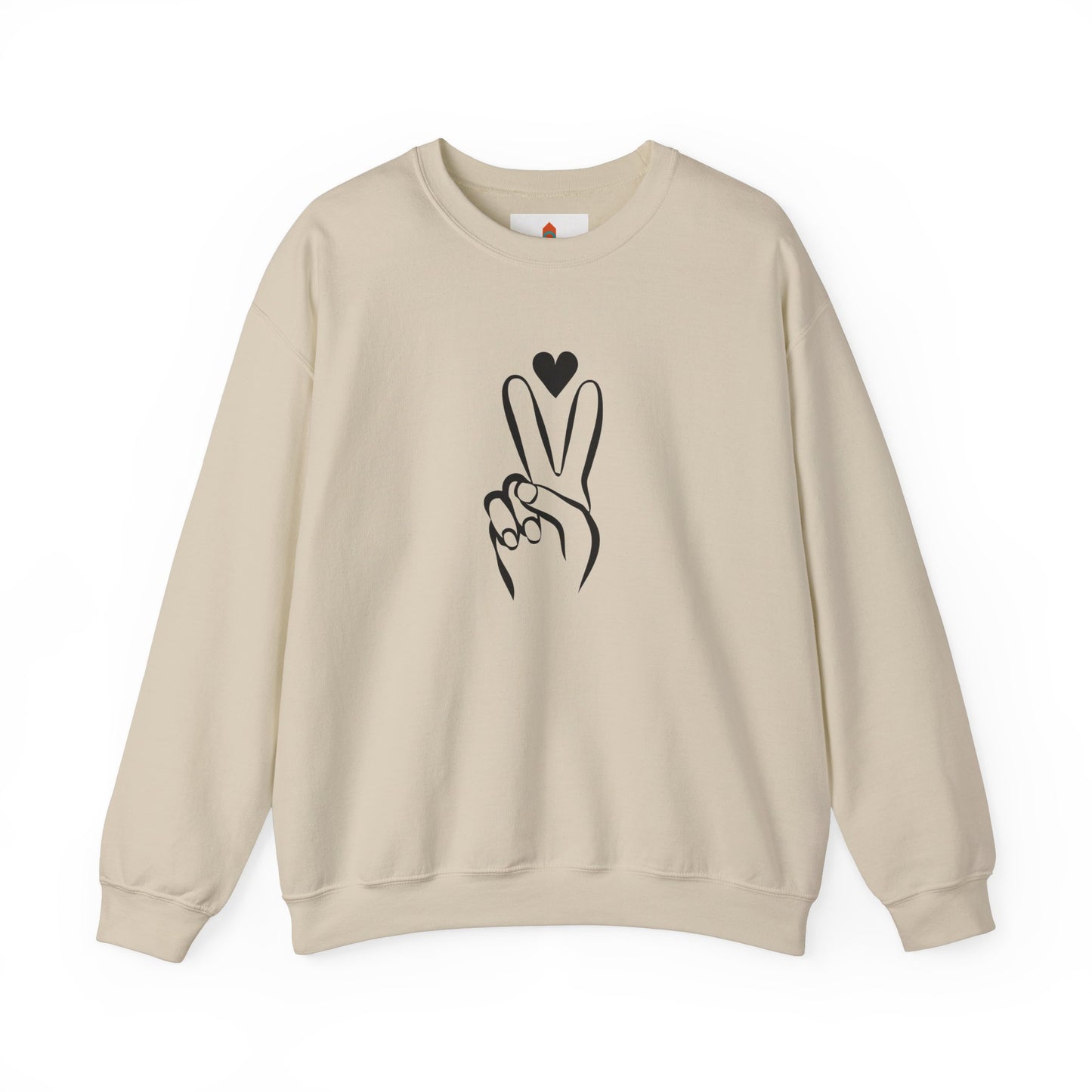 Peace Hand Sign with Heart Sweatshirt