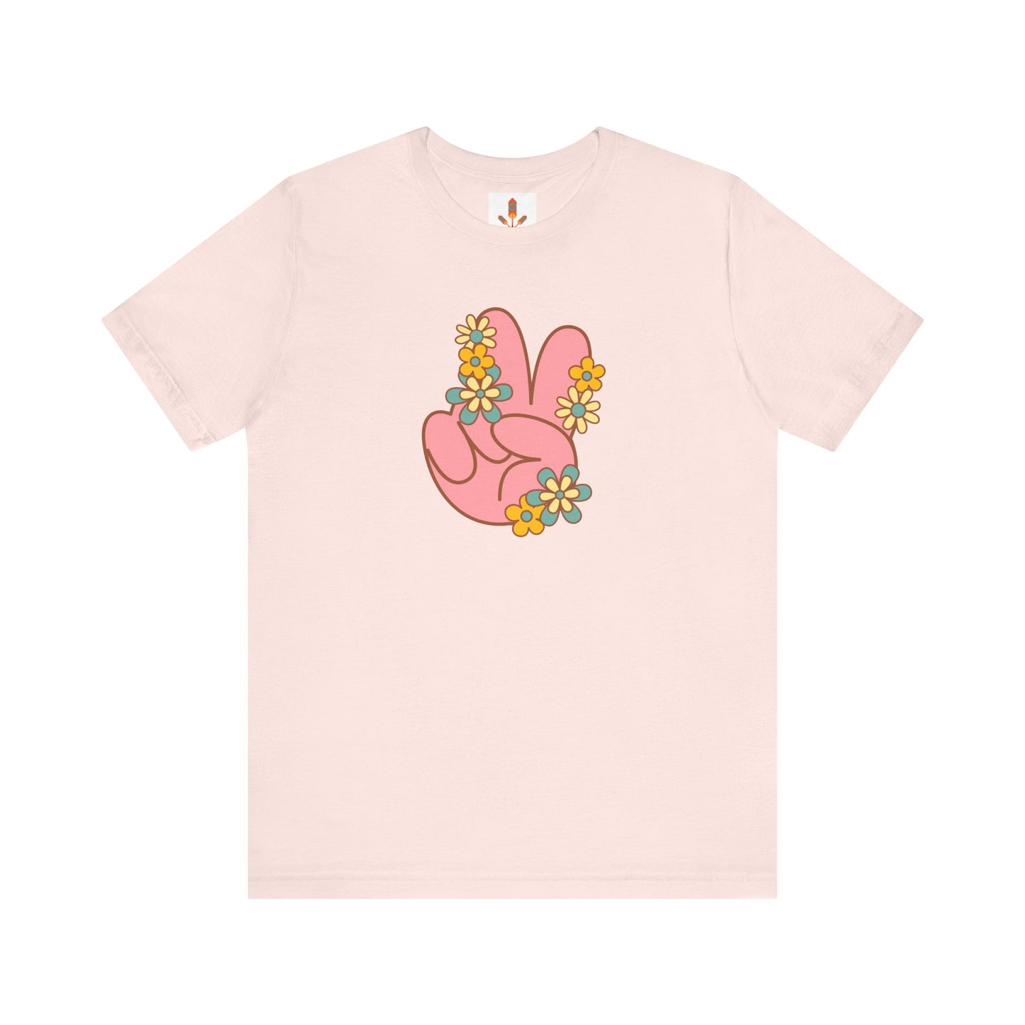 Peace Hand Sign with Flowers T-shirt