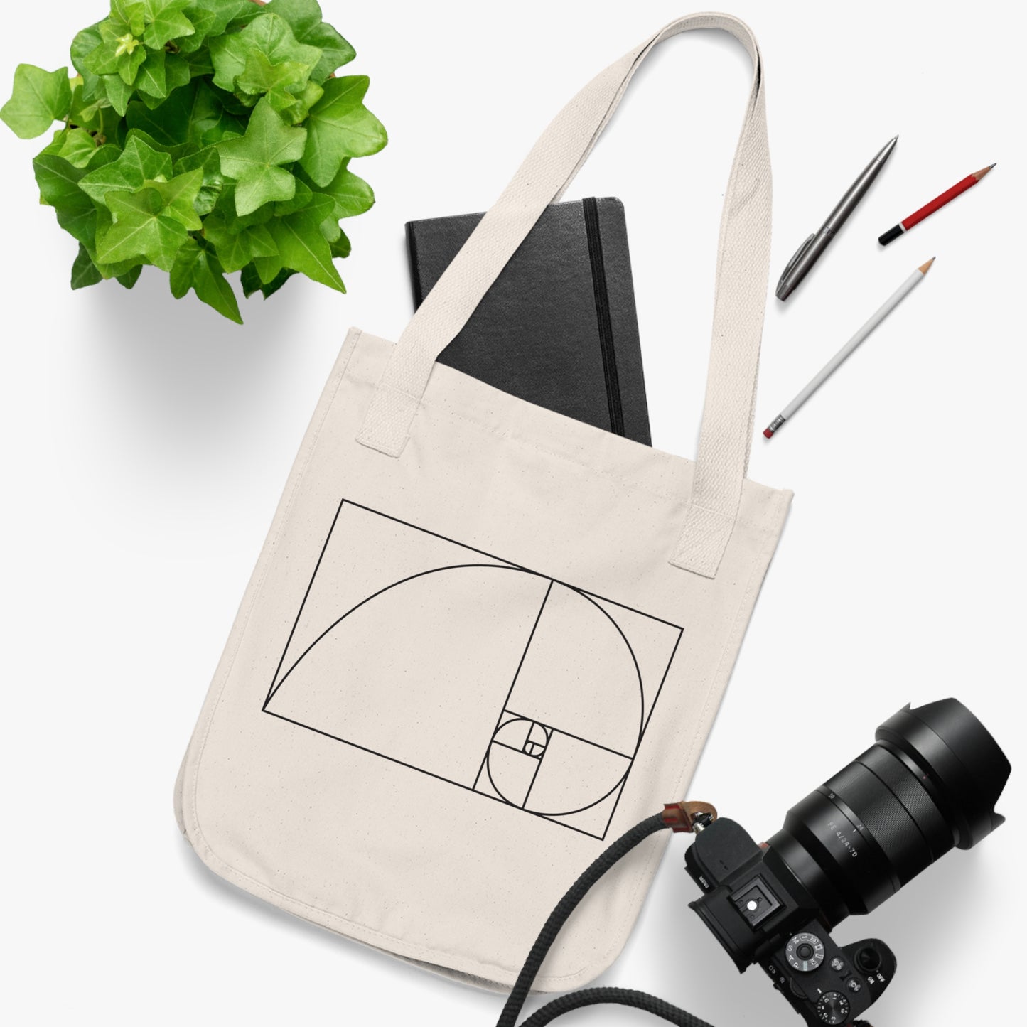 Fibonacci Spiral of Life Organic Canvas Tote Bag