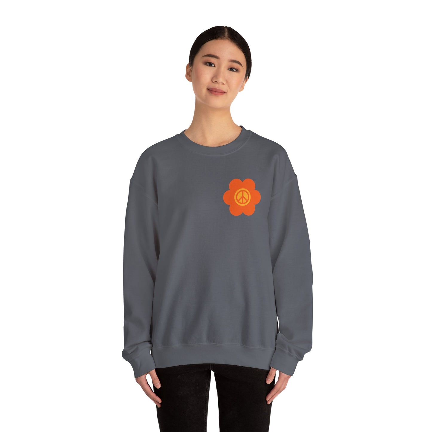 Peace Sign in Orange Flower Sweatshirt