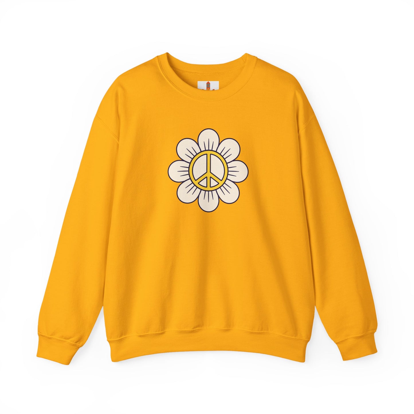 Yellow Peace Sign in a Flower Sweatshirt