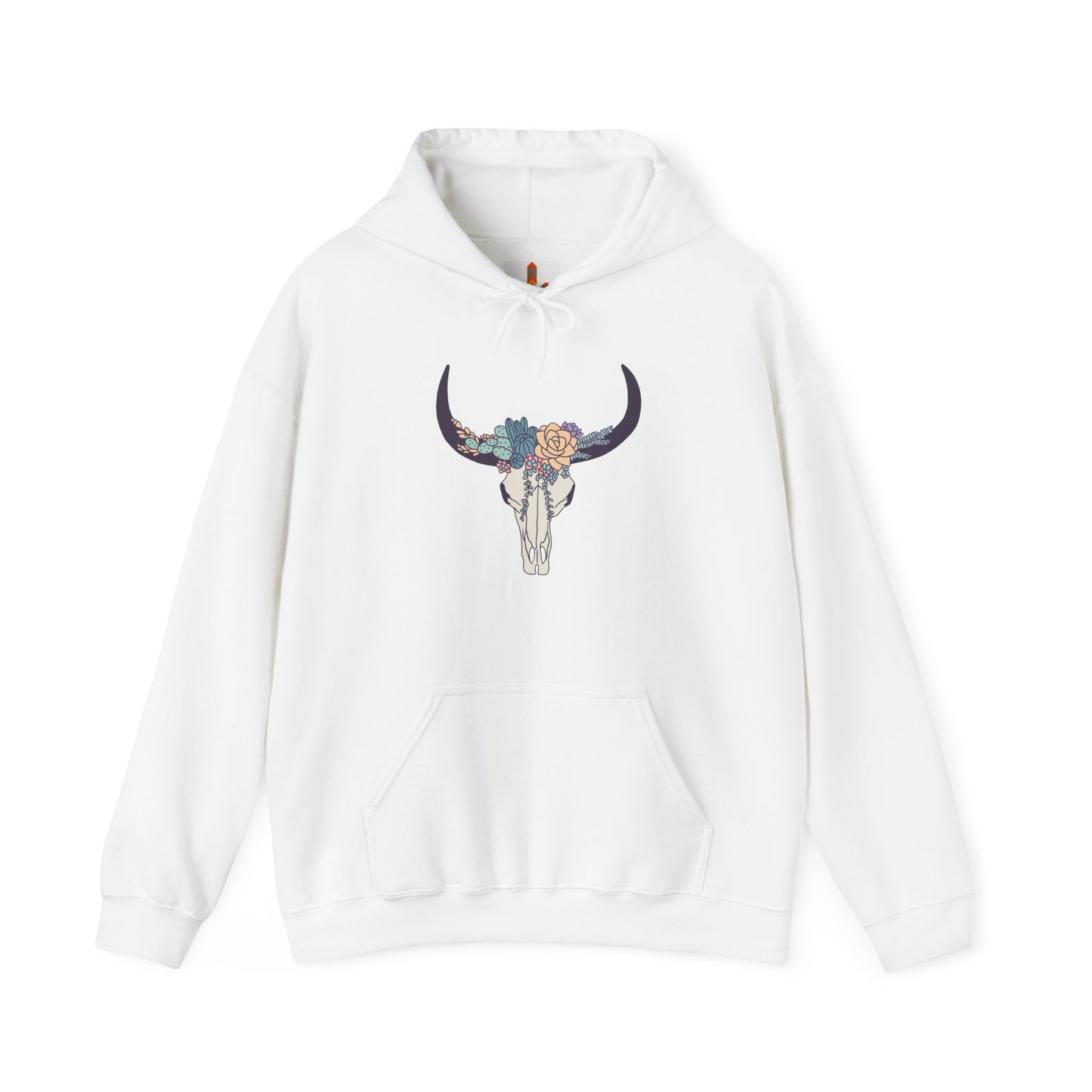 Buffalo Skull with Flowers Hoodie