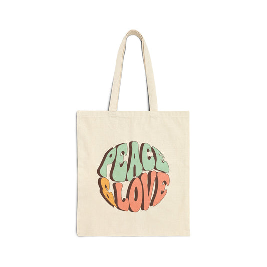 Peace and Love Cotton Tote Bag