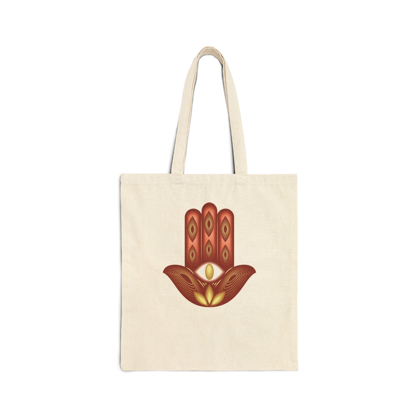 Colorful Hamsa Lotus Cotton Tote Bag