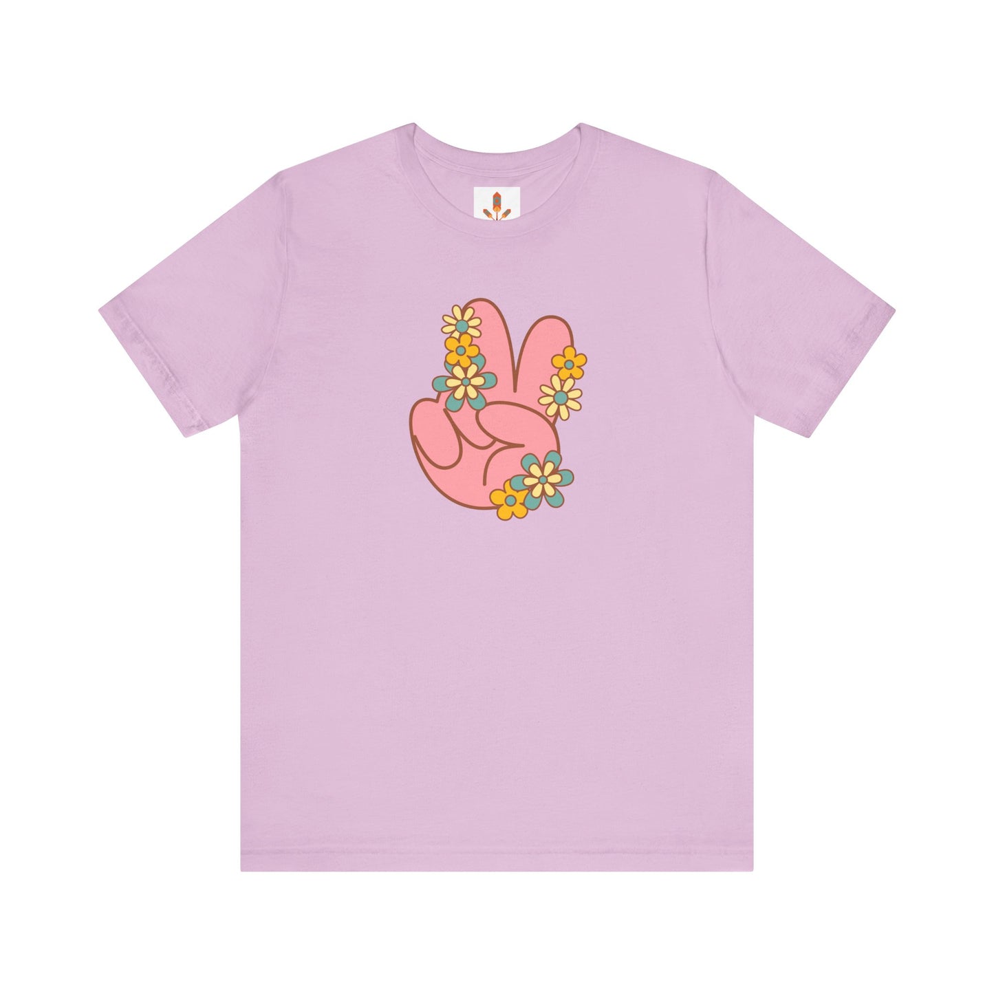 Peace Hand Sign with Flowers T-shirt