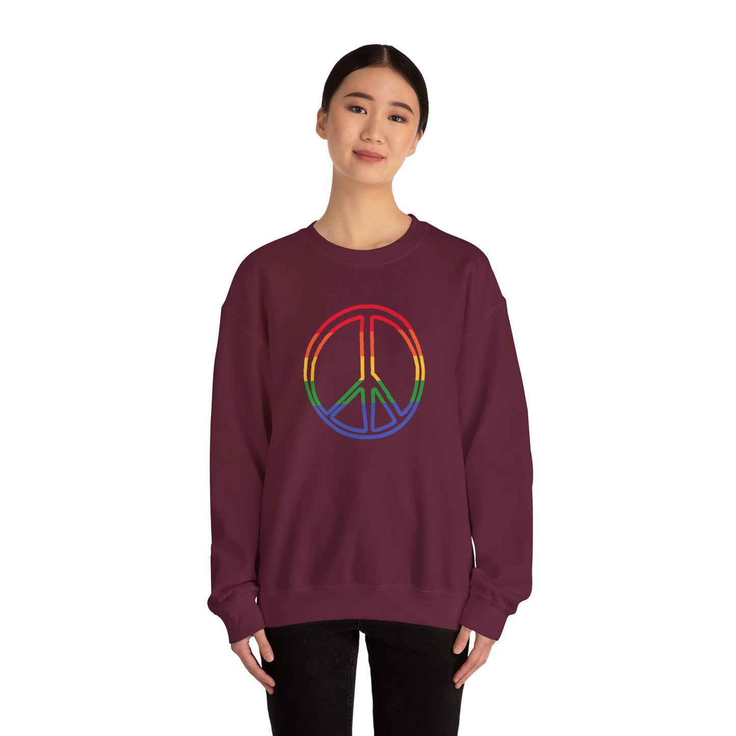 Drawing of Rainbow Peace Sign Sweatshirt