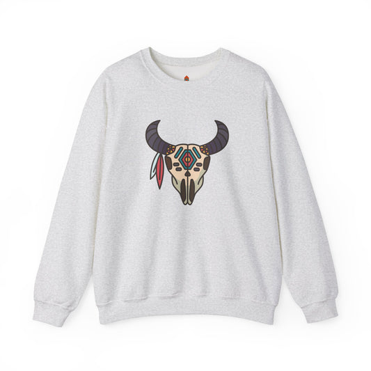 Buffalo Skull with Native Patterns Sweatshirt