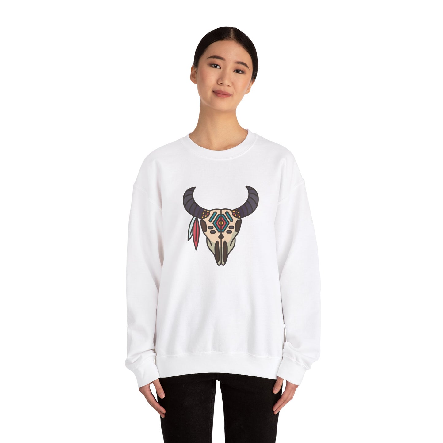 Buffalo Skull with Native Patterns Sweatshirt