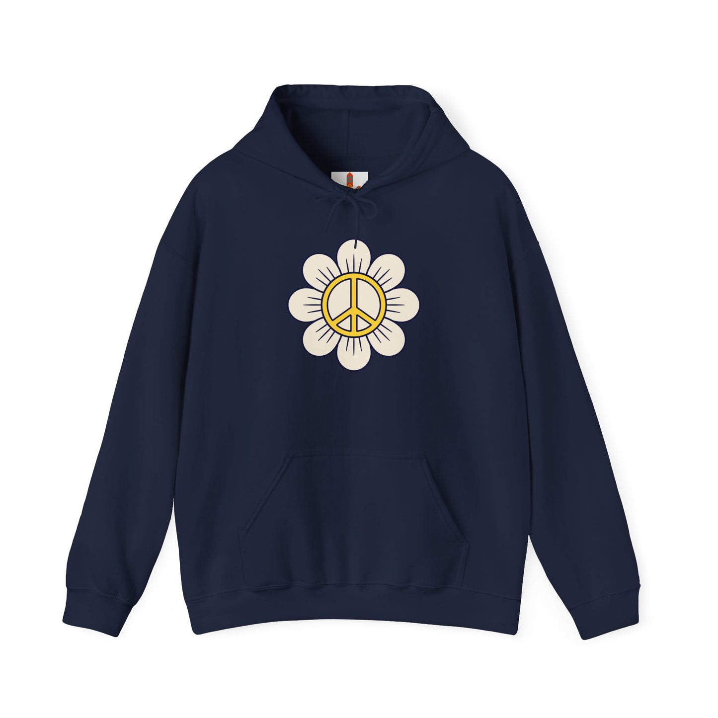 Yellow Peace Sign in a Flower Hoodie