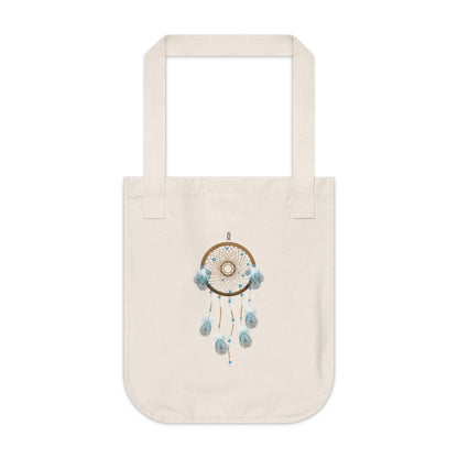 Blue and Brown Dream Catcher Organic Canvas Tote Bag