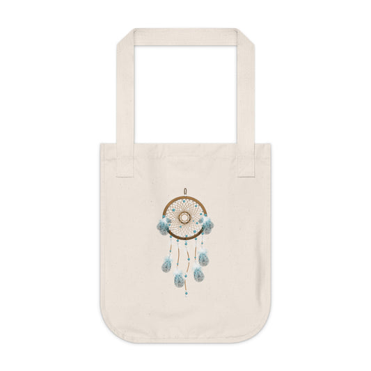 Blue and Brown Dream Catcher Organic Canvas Tote Bag