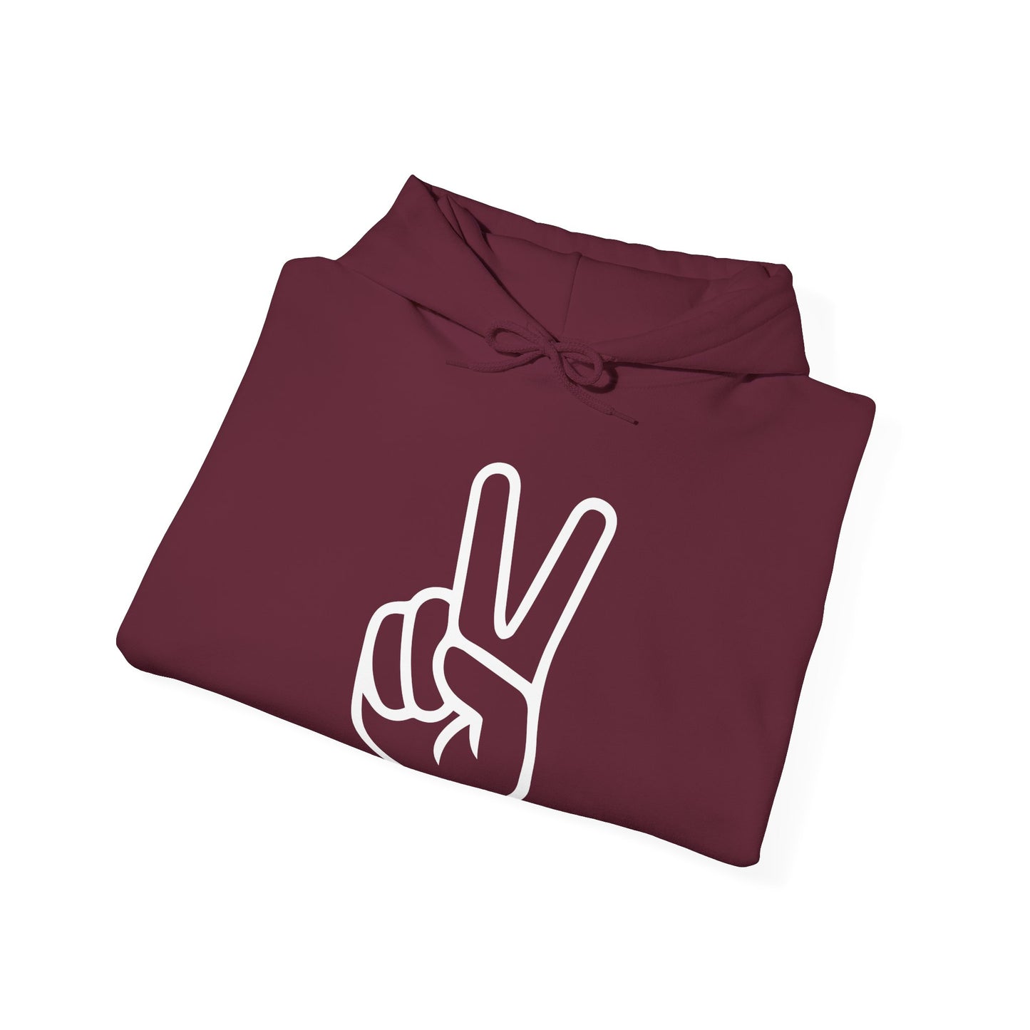 White Simple Peace Hand Sign Hoodie