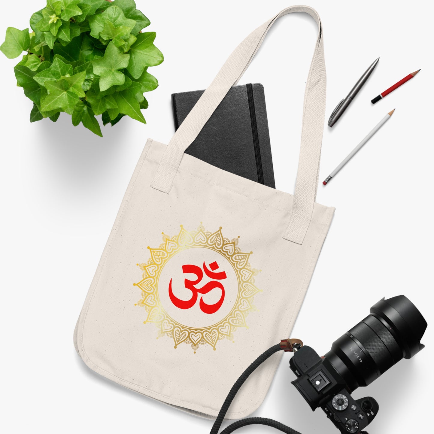 Golden Mandala Om Organic Canvas Tote Bag