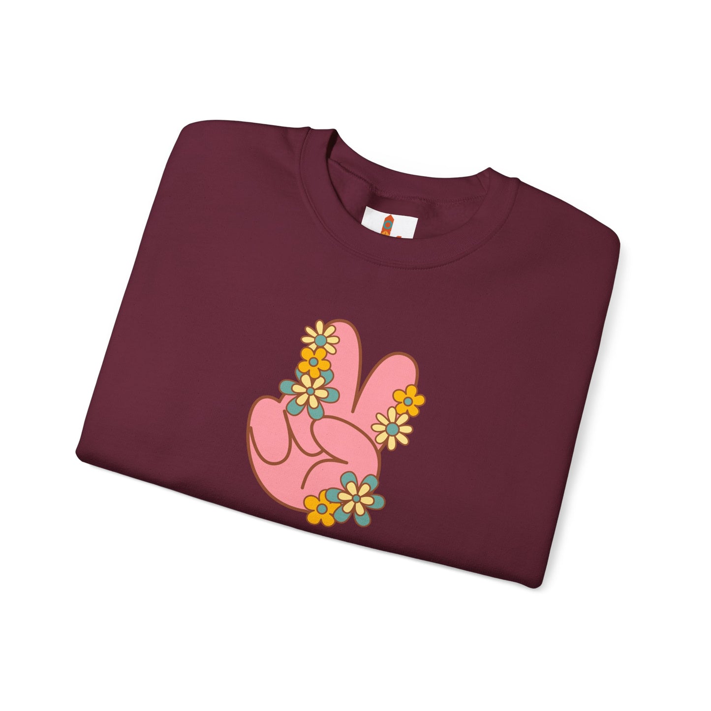 Peace Hand Sign with Flowers Sweatshirt