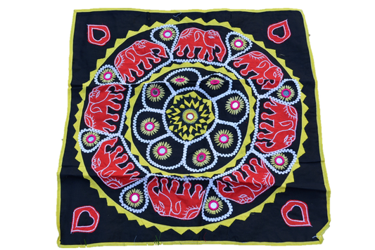 Mandala Upcycled Wall Hanging – Boho Appliqué Tapestry