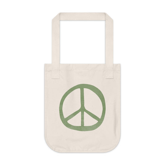 Green Peace Sign Organic Canvas Tote Bag