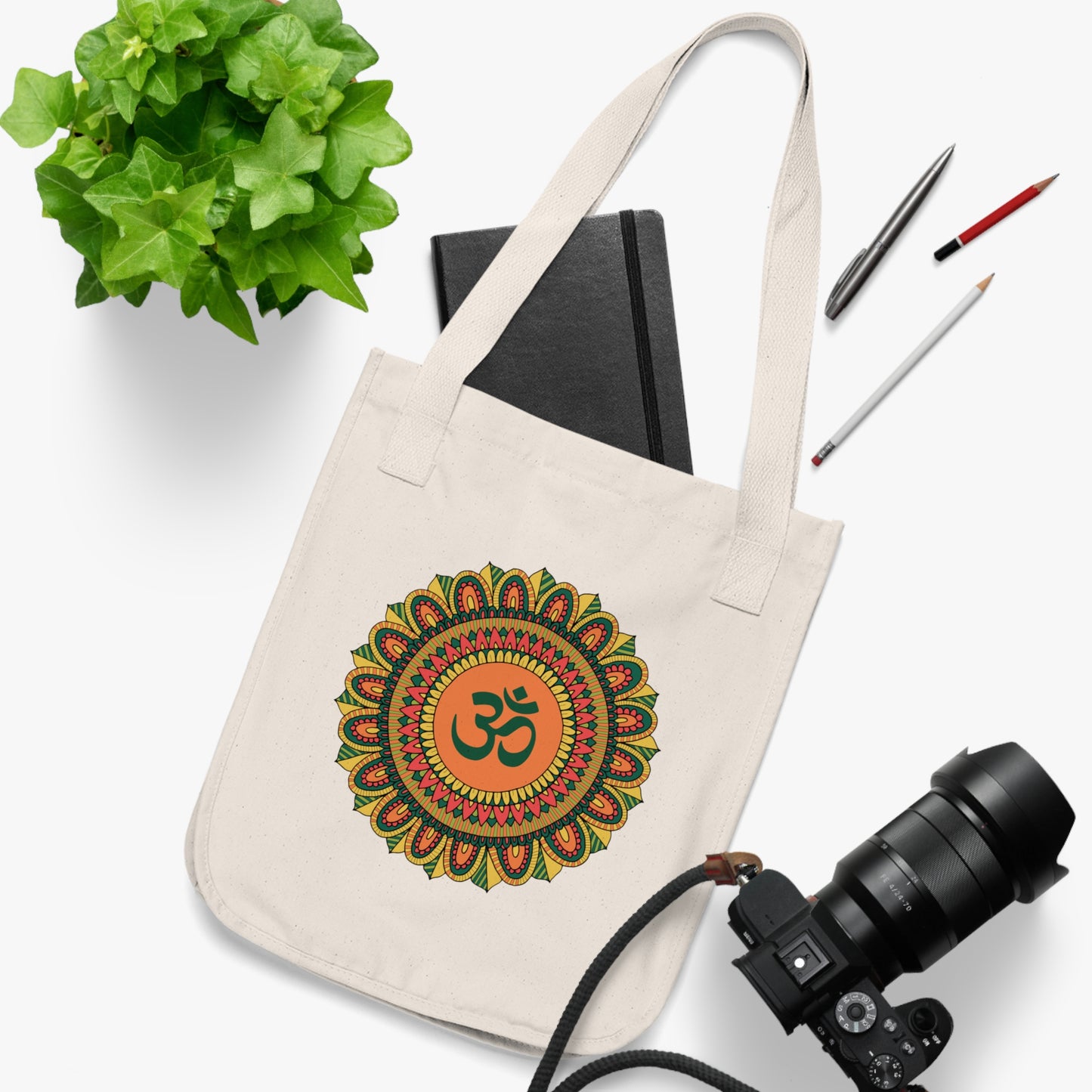 Om Multicolor Mandala Organic Canvas Tote Bag