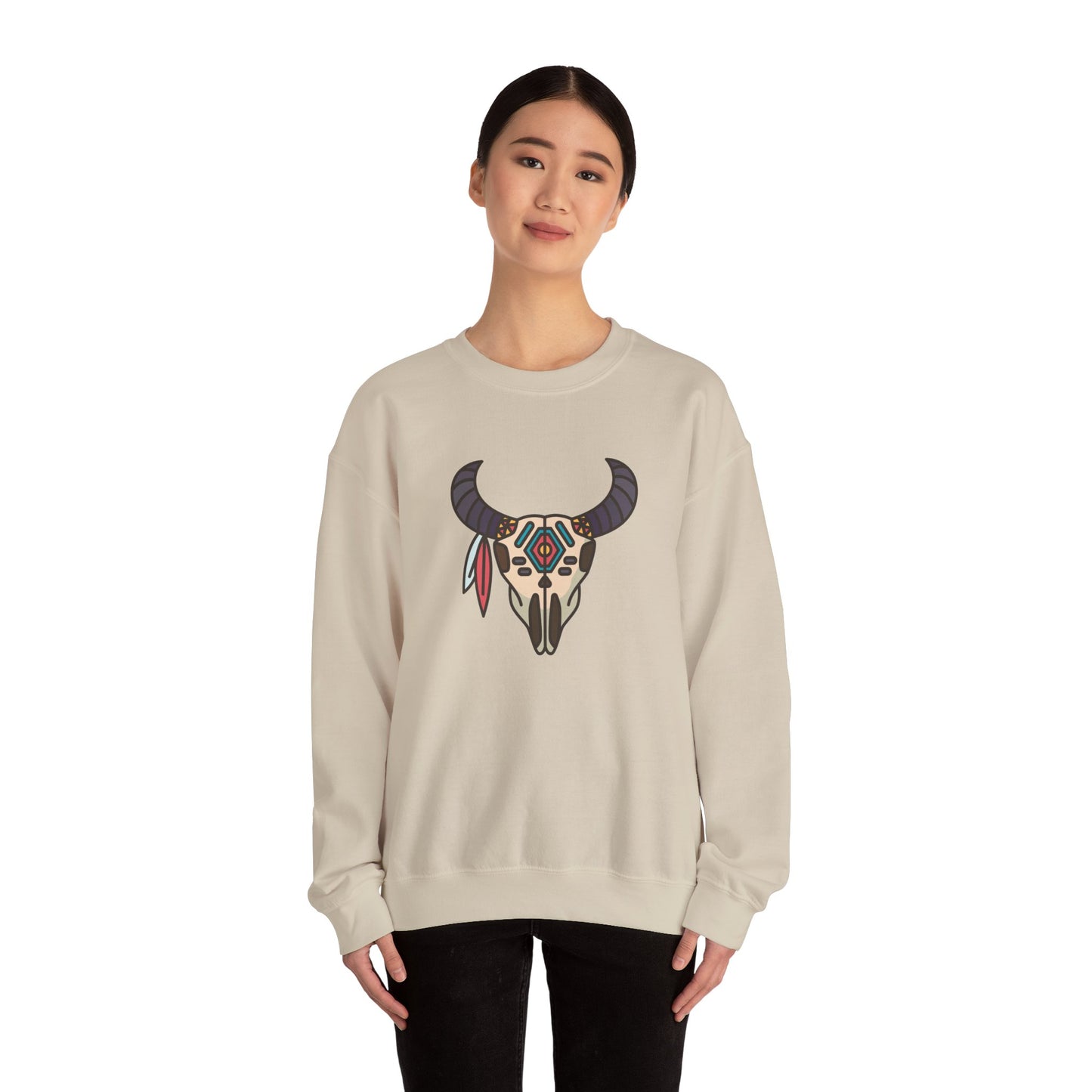 Buffalo Skull with Native Patterns Sweatshirt