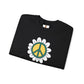 Peace Sign in White Flower Sweatshirt