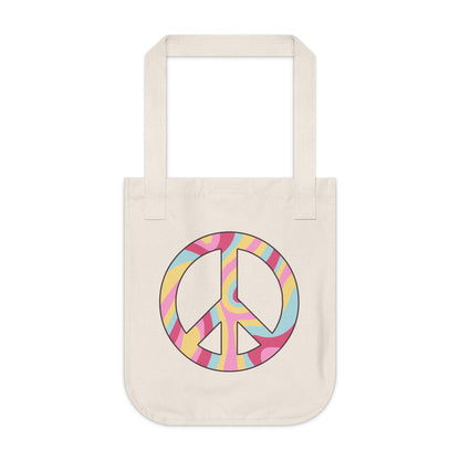 Hippie Peace Sign Organic Canvas Tote Bag