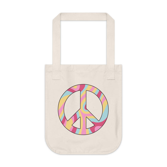 Hippie Peace Sign Organic Canvas Tote Bag