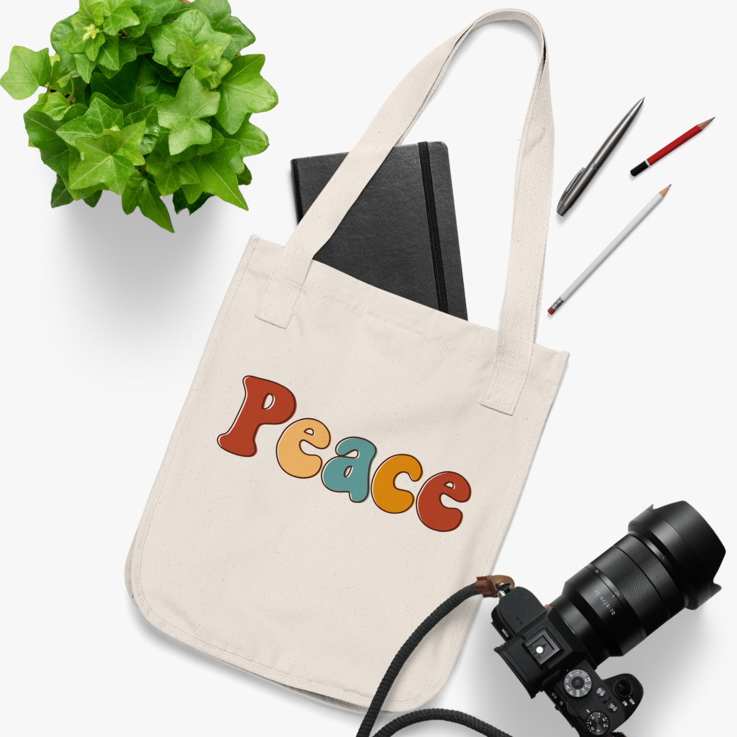 Peace Organic Canvas Tote Bag