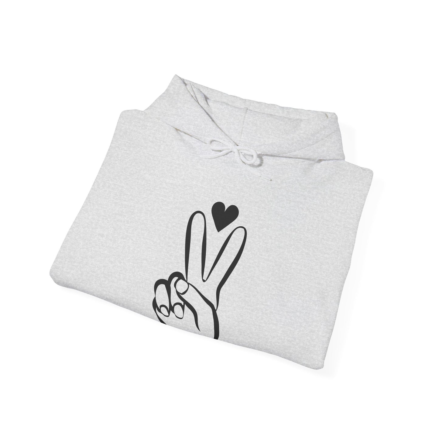 Peace Hand Sign with Heart Hoodie