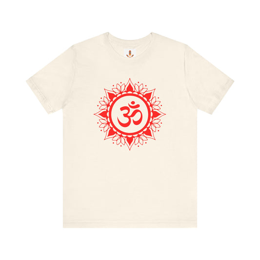 Red Om Lotus Design T-shirt