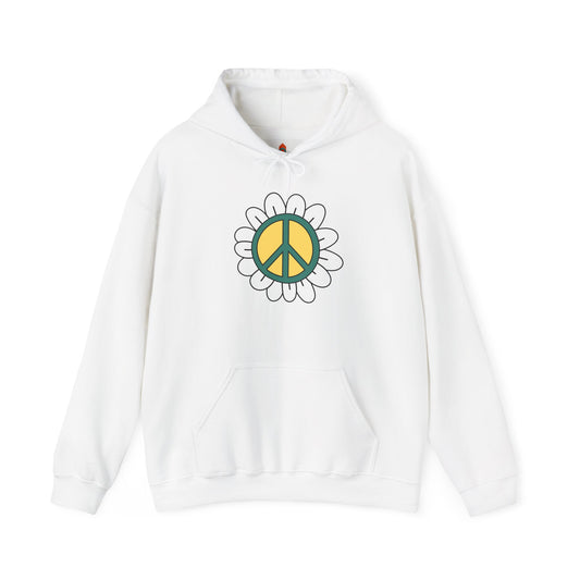 Peace Sign in White Flower Hoodie