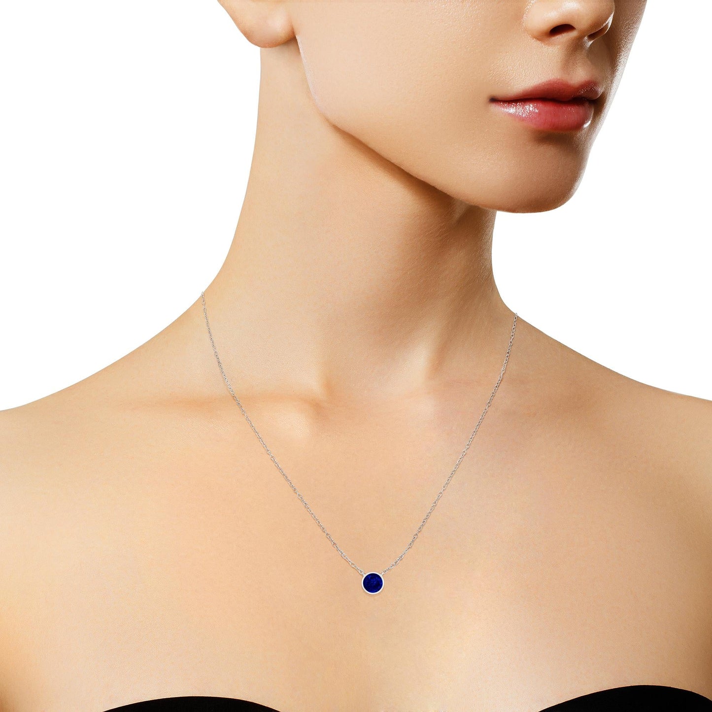 Cobalt Blue Solitaire Sapphire Necklace