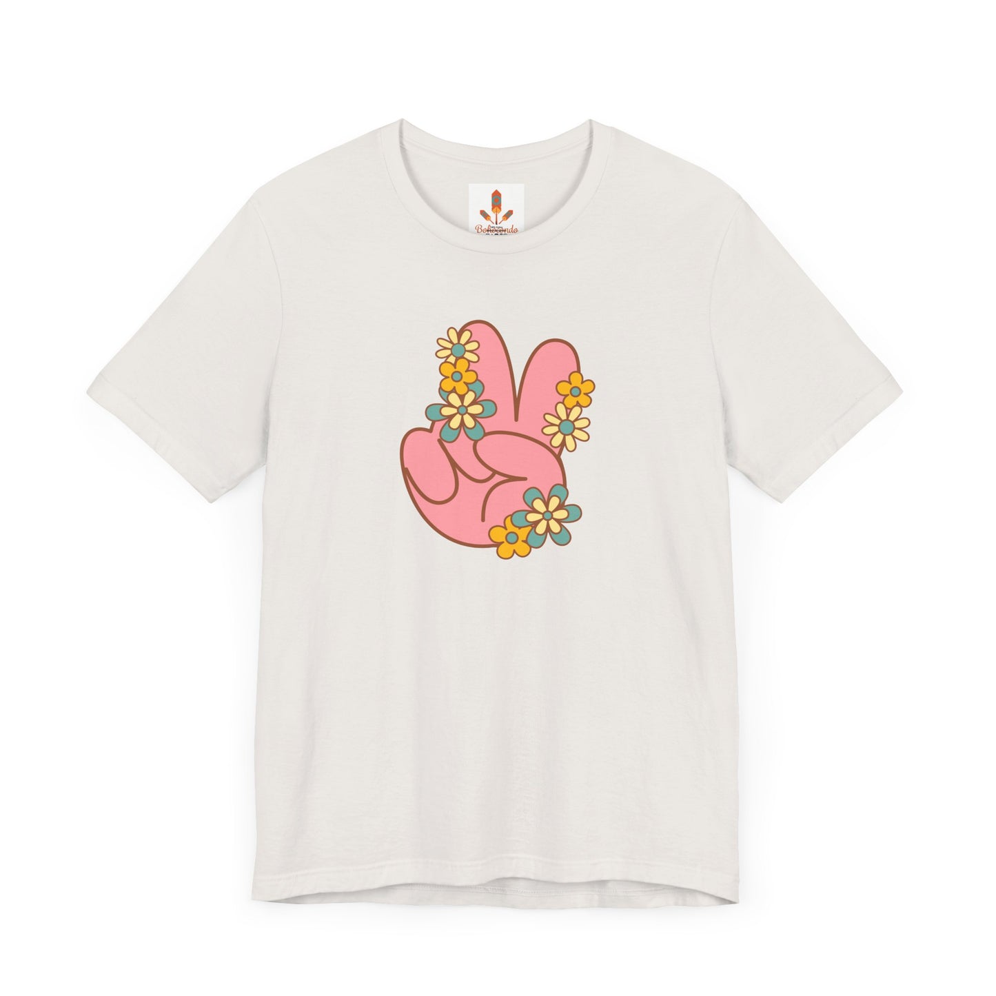 Peace Hand Sign with Flowers T-shirt