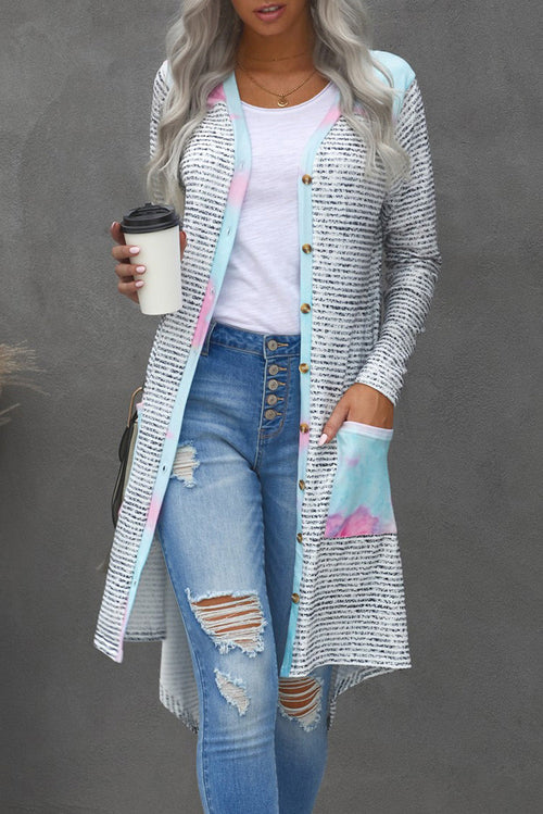 Tie-dye Patchwork Striped Cardigan - Boho Style