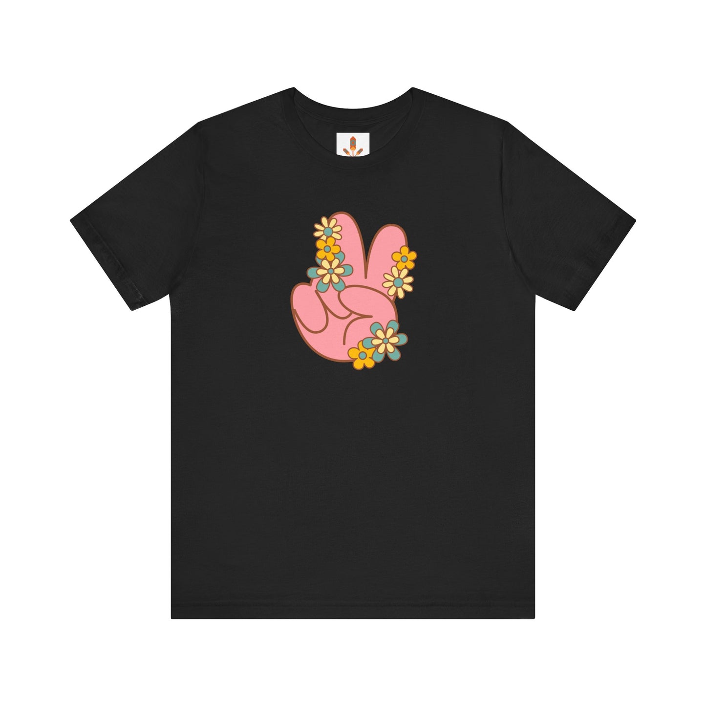 Peace Hand Sign with Flowers T-shirt