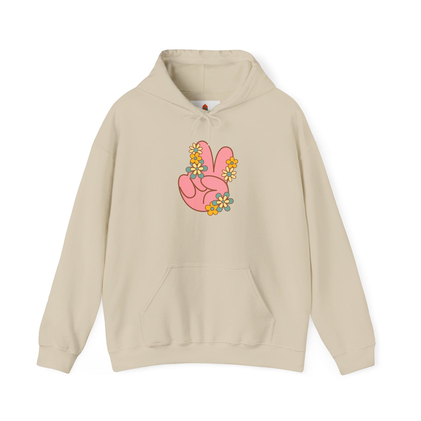 Peace Hand Sign with Flowers Hoodie