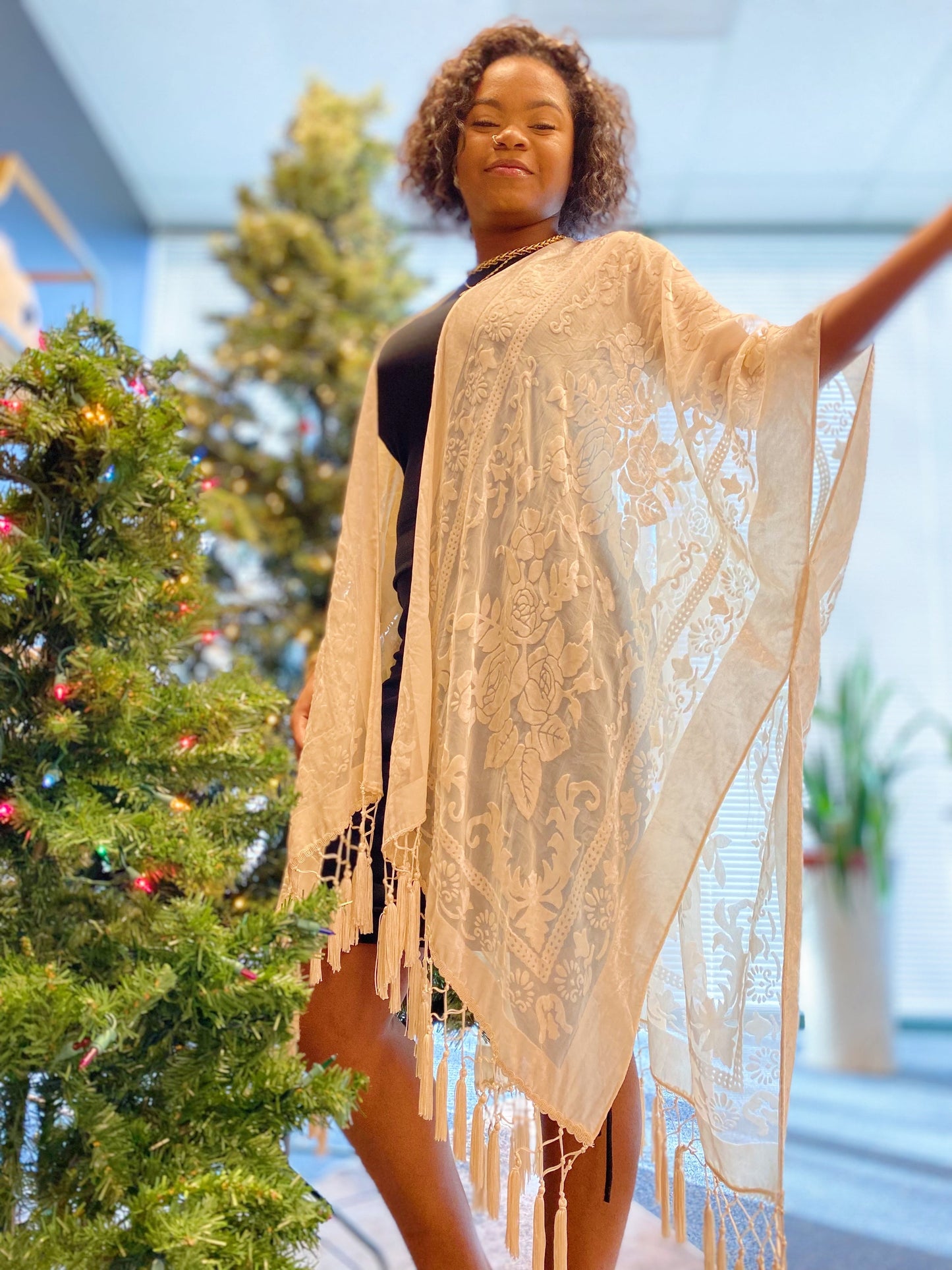 Elegant Boho Burnout Kimono