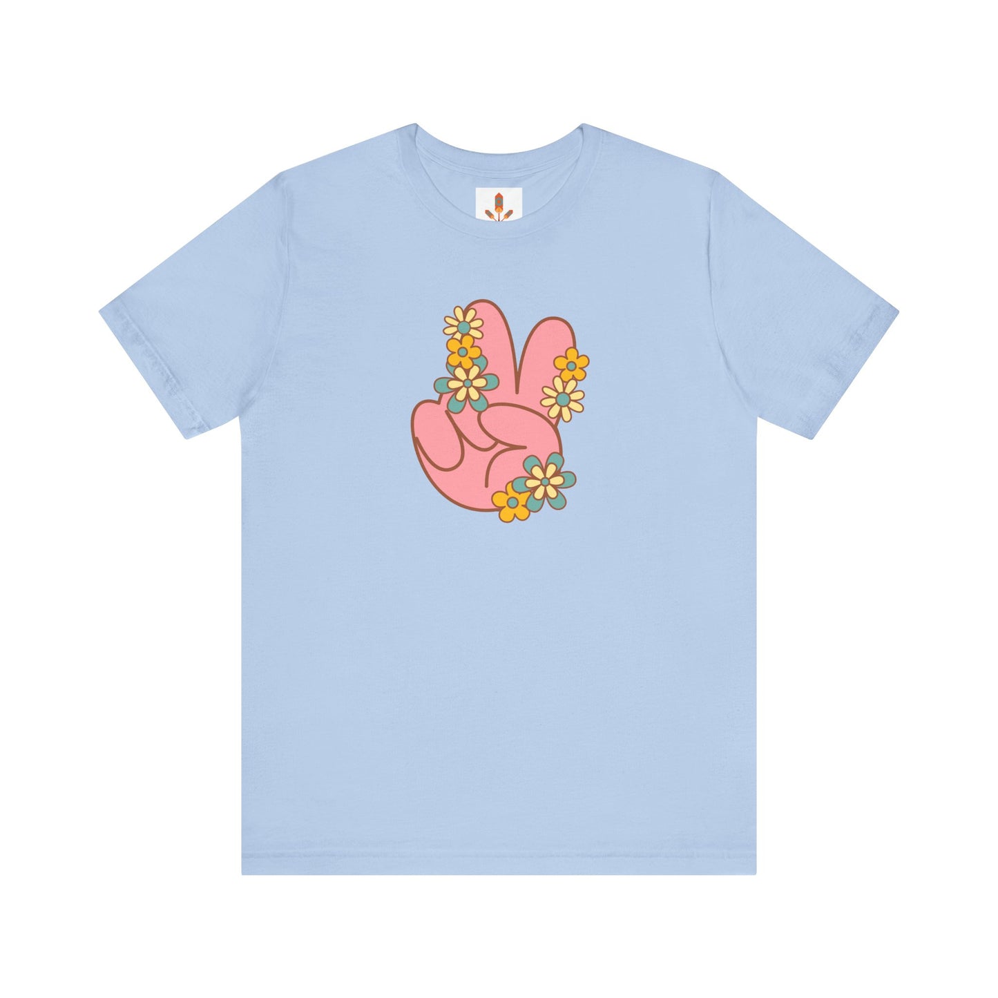 Peace Hand Sign with Flowers T-shirt