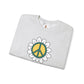 Peace Sign in White Flower Sweatshirt