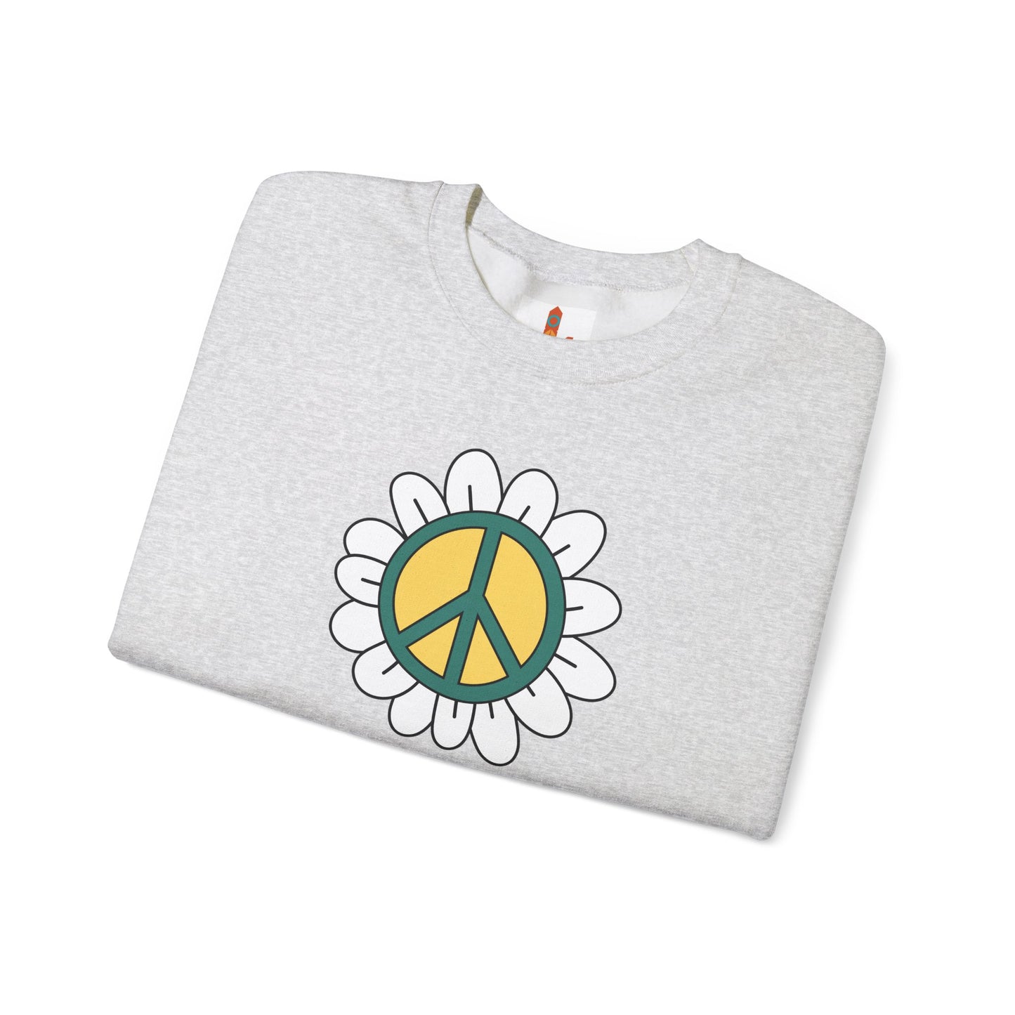 Peace Sign in White Flower Sweatshirt